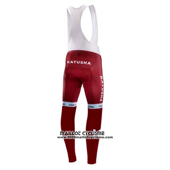 2016 Maillot Ciclismo Katusha Alpecin Blanc et Rouge Manches Longues et Cuissard
